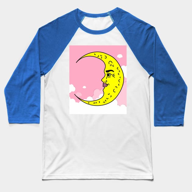 Luminous Moon Half Moon Face Baseball T-Shirt by flofin